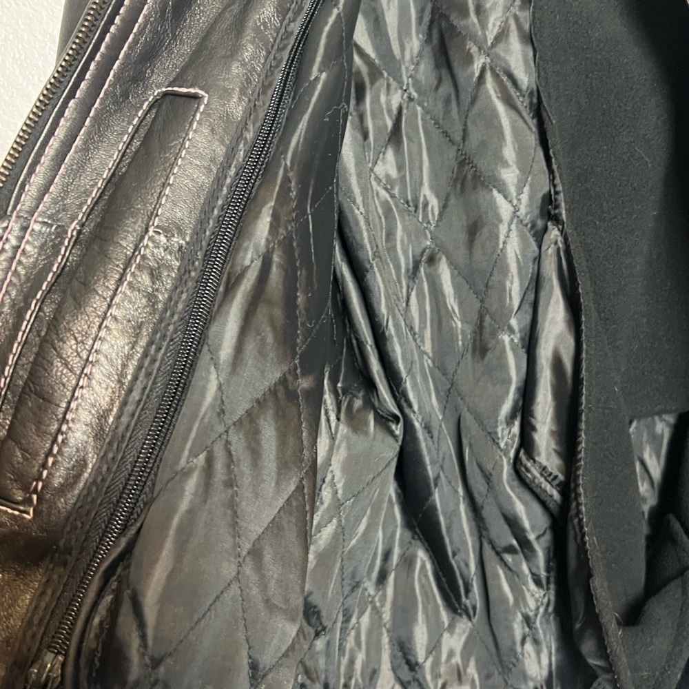Zony Inc Leather Motorcycle Jacket Black With Pink Racing Stripes Medium - Picture 9 of 16